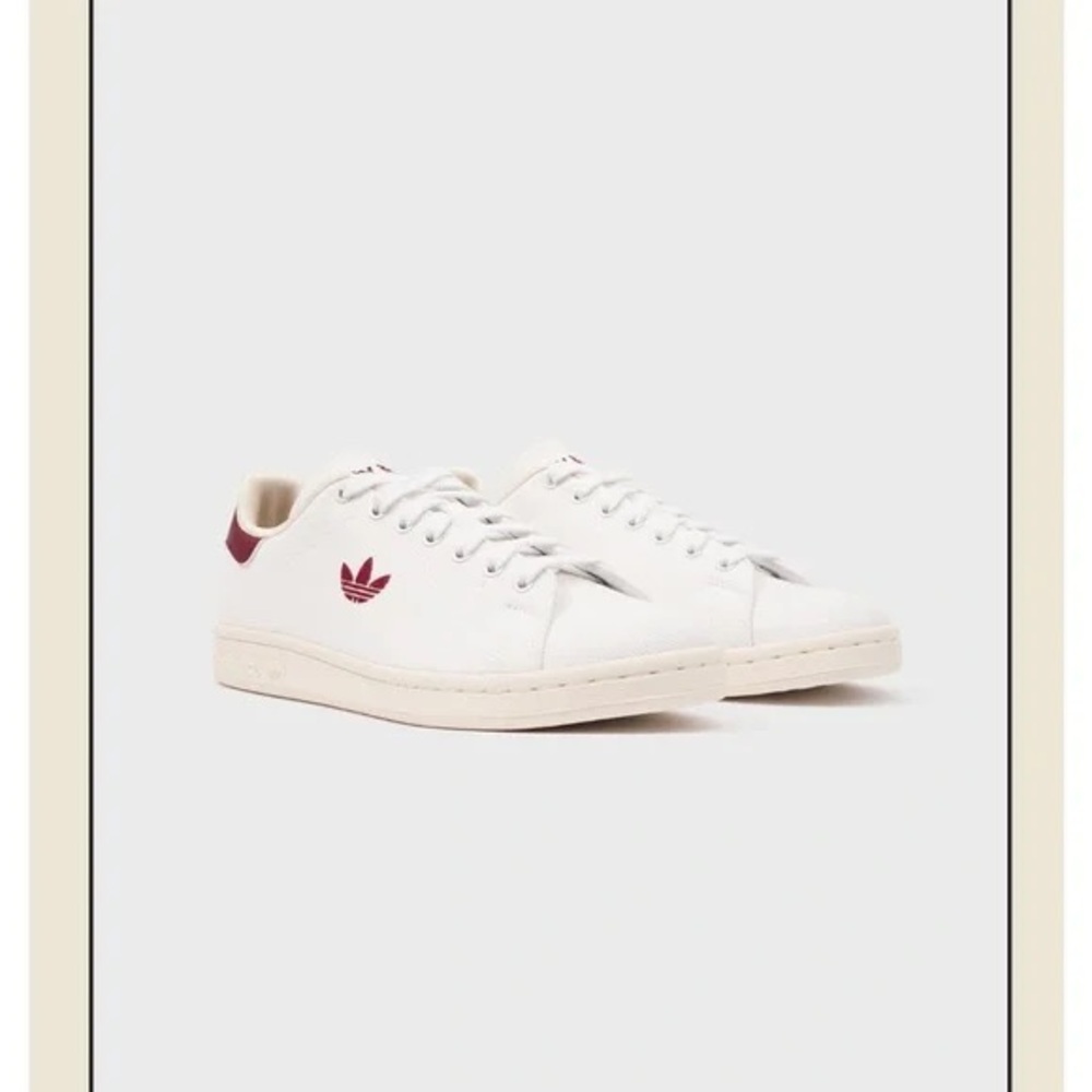 Adidas x Sporty & Rich Stan Smith White and Burgundy Sneakers Size US 7M (W8.5) - Picture 1 of 9